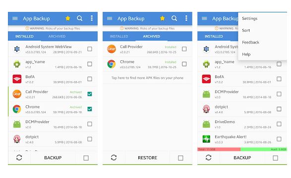 App Backup & Restore application