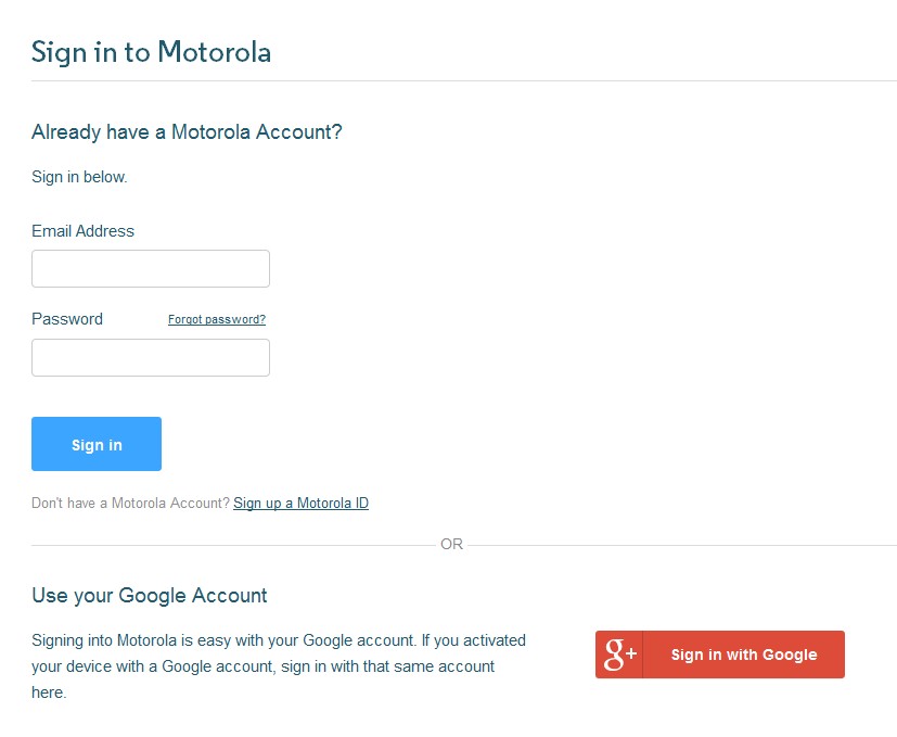 sign up motorola