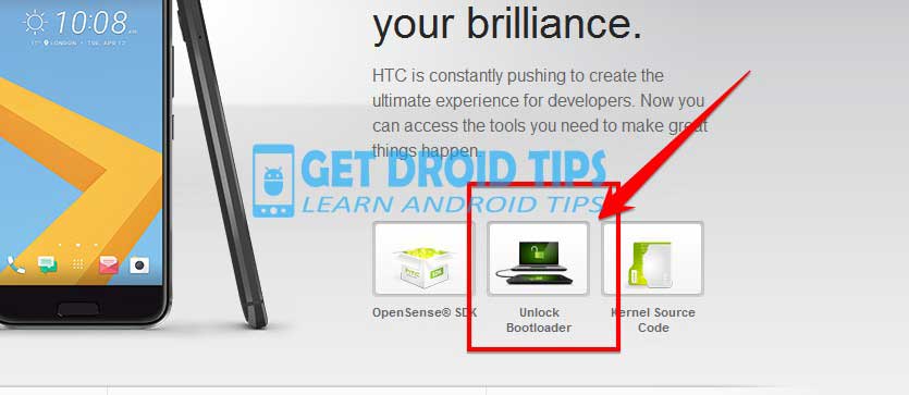 Unlock Bootloader HTC Website