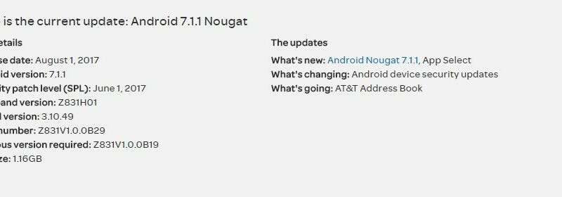 Download and Install Z831V1.0.0B29 Android 7.1.1 Nougat for AT&T ZTE Maven 2