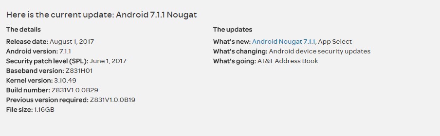 Download and Install Z831V1.0.0B29 Android 7.1.1 Nougat for AT&T ZTE Maven 2