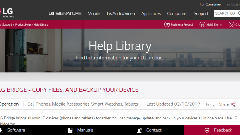 Latest LG Bridge Software Update