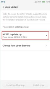 ZTE Nubia Choose Local Update