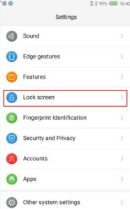 ZTE Nubia Lock Screen settings