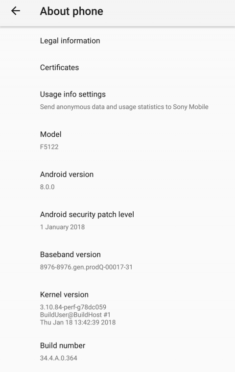 Android Oreo 34.4.A.0.364 Update