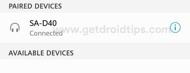 Huawei Bluetooth Paired Device