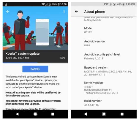Download 48.1.A.0.116 Android 8.0 Oreo for Sony Xperia XA1, XA1 Plus, and Ultra