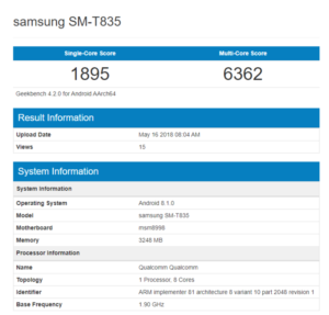 Samsung Galaxy Tab S4 Snapdragon 835 appeared on Geekbench