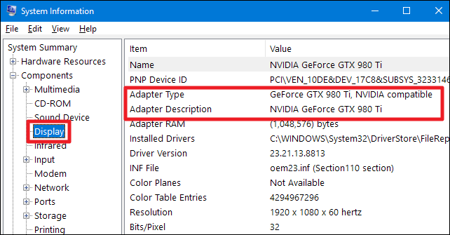 Find your Graphics Card Information on Windows PC