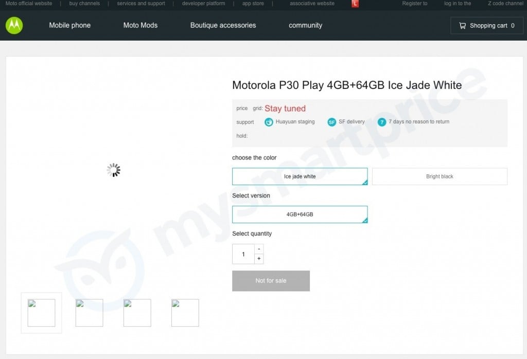 Moto Rola P30 Play product page