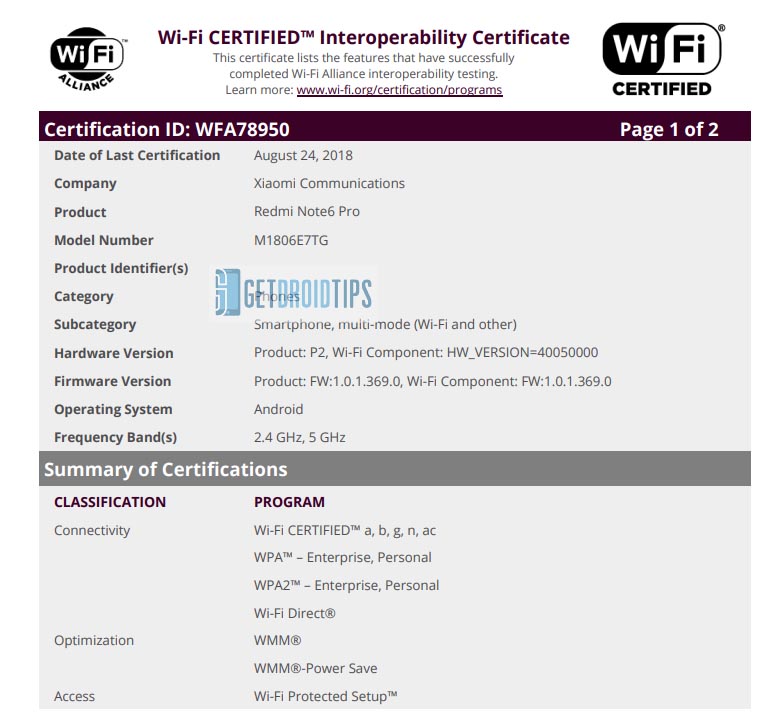 Redmi Note 6 Pro Receives Wi-Fi Certification
