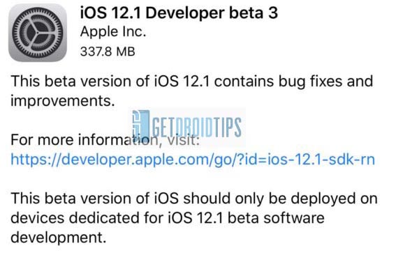 Download Apple iOS 12.1 Developer Beta 3