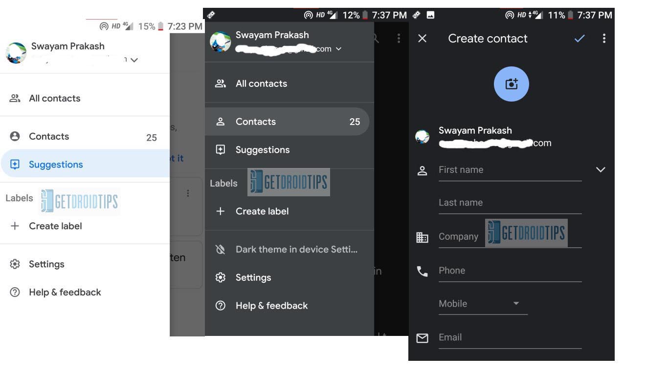 How To Enable Dark Mode on Google Contacts