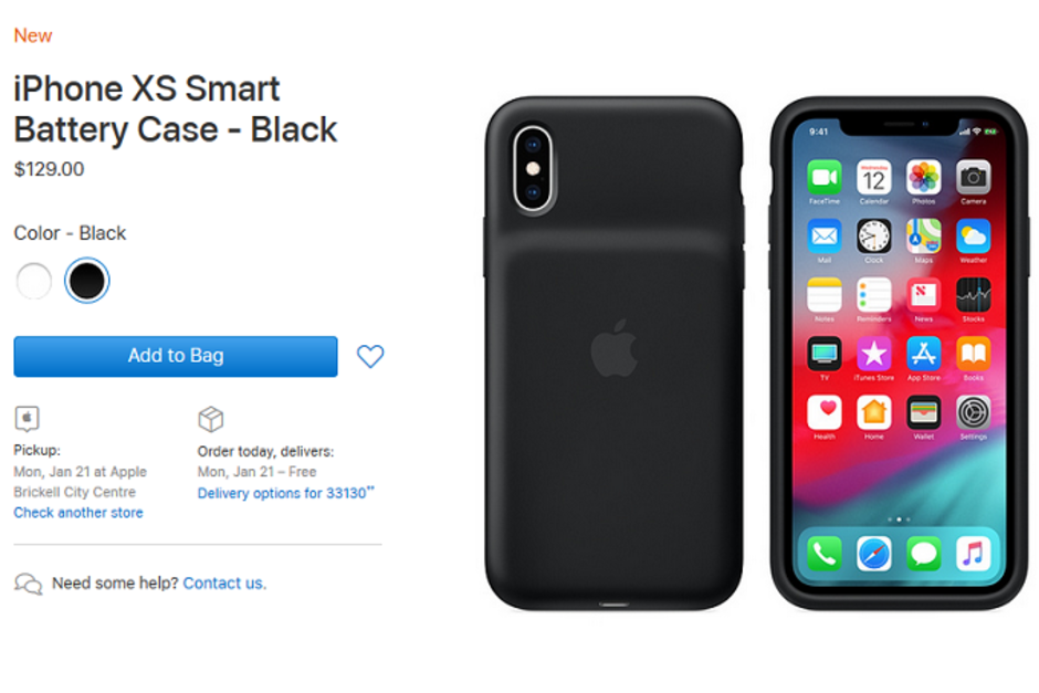 Apple iPhone XS battery case compatible with iPhone X