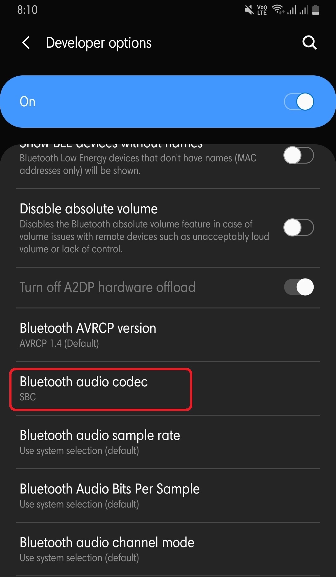 Developer Option