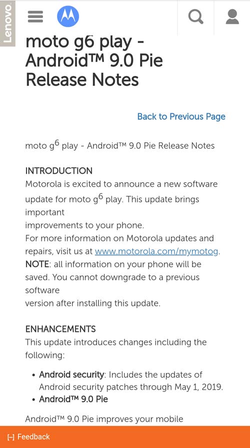 Download PPP29.118-17-1: Android 9 Pie Update For Unlocked Moto G6 Play