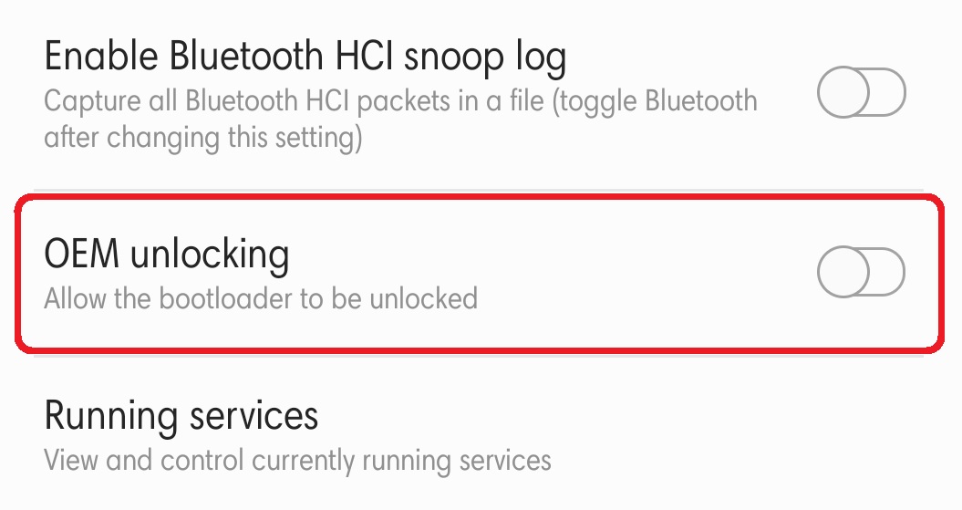 OEM unlocking option for OnePlus 7 Pro