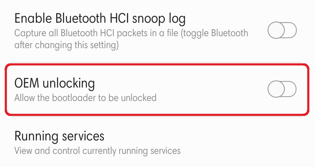 OEM unlocking option for OnePlus 7 Pro