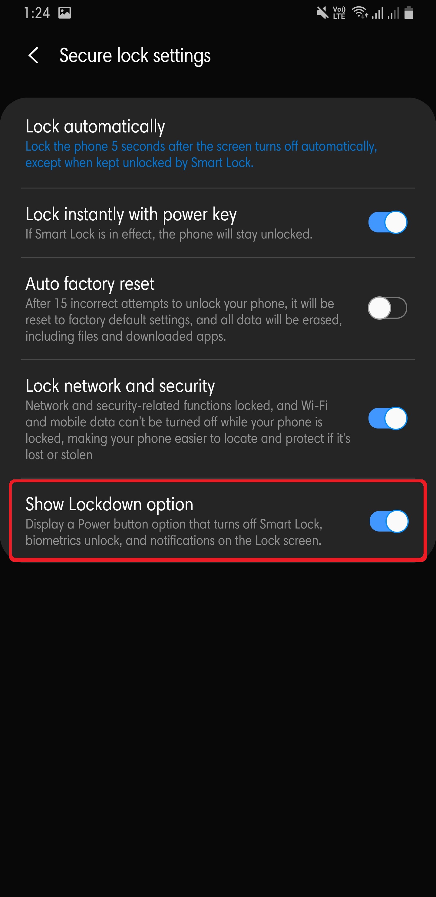 Secure Lock Setting