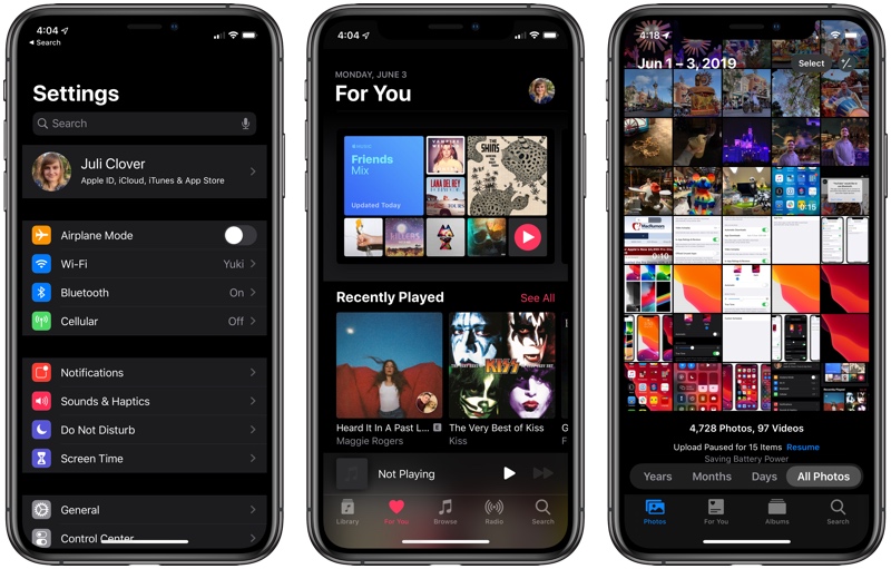 iPhone iOS 13 Dark Mode