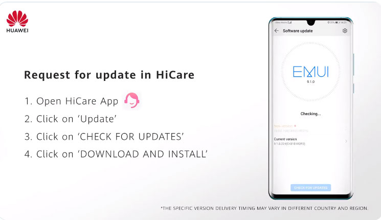 How to install EMUI 10 using HiCare app