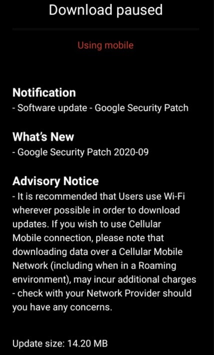 September 2020 security patch Nokia 3.2