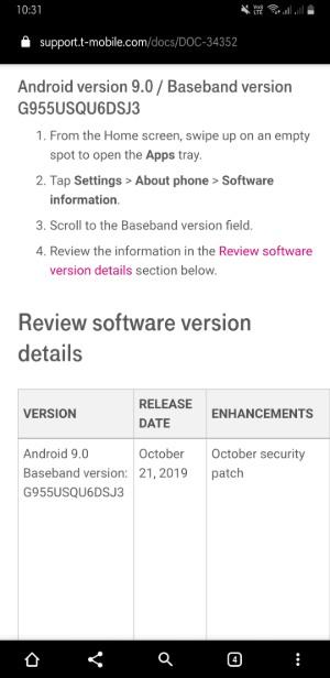 galaxy s8+ update
