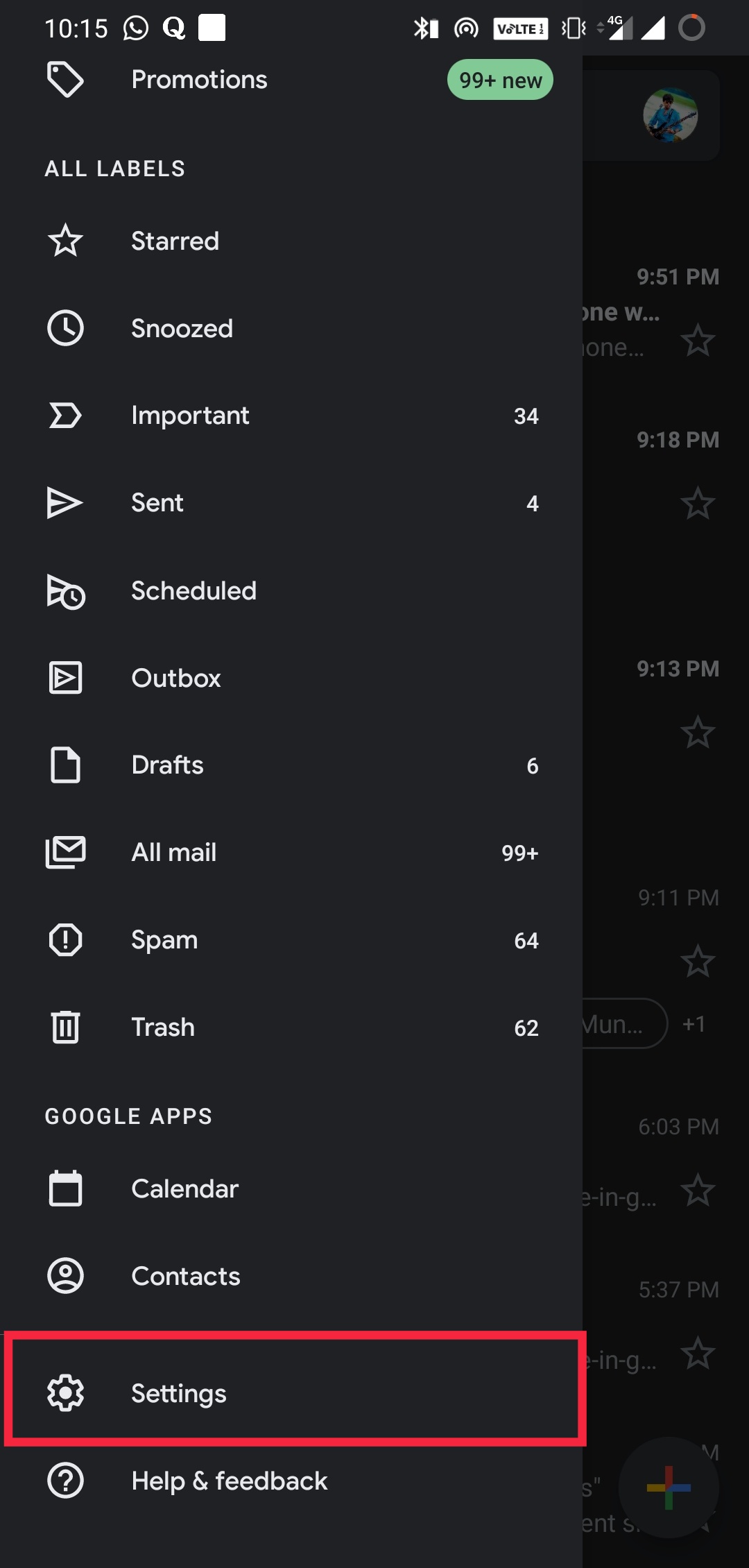 Enable Dark Mode in Gmail