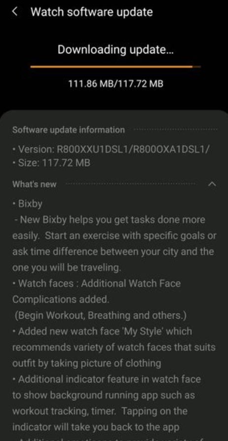 OneUI 1.5 update for Galaxy Watch