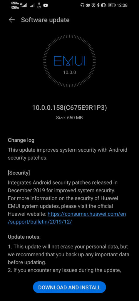 Honor 20i EMUI 10 software update brings Android 10, December 2019 Security Patch