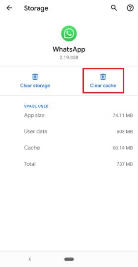 Whatsapp clear cache