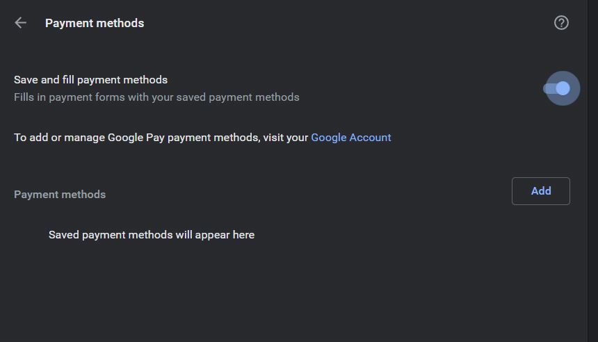 google chrome payments method