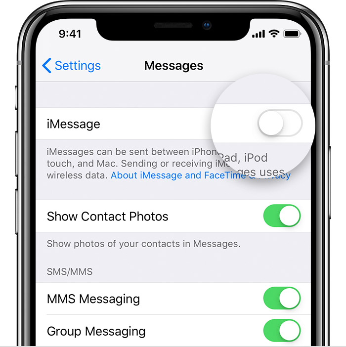 imessage iphone выключен