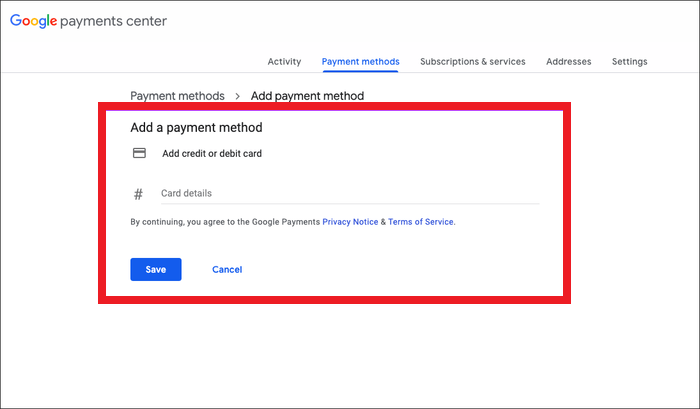 payment center google