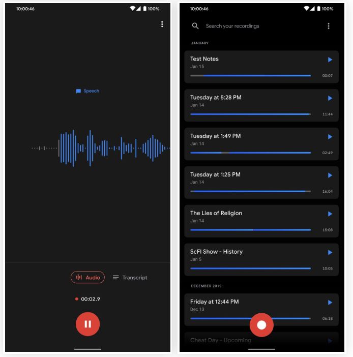 recorder application interface