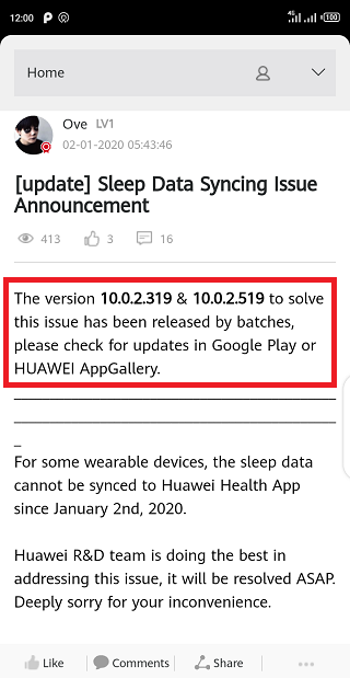 Huawei Health app update