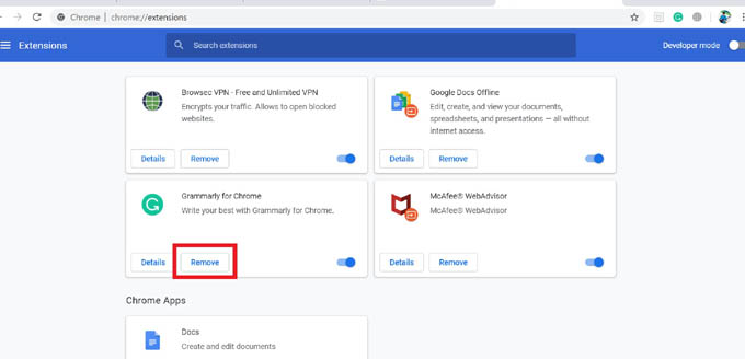 Remove Google Chrome Extensions