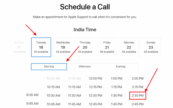 schedule apple care call