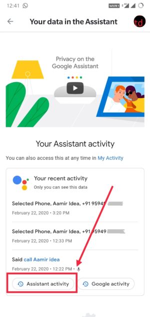 Google Assistant History