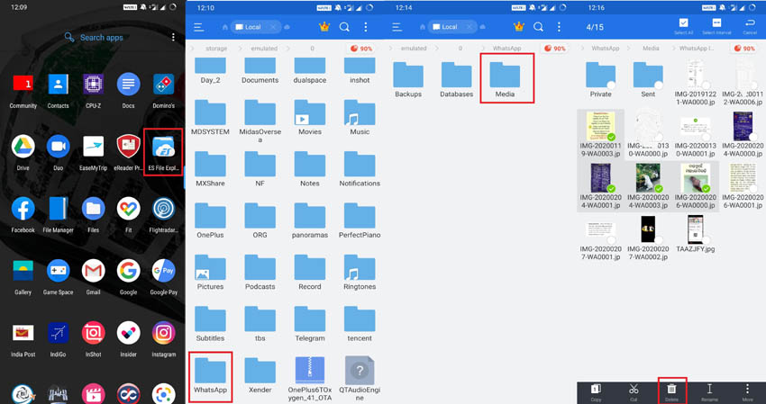 Delete All Photos WhatsApp Group using File Explorer