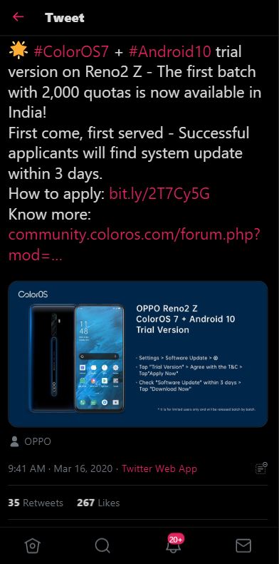 coloros 7 oppo reno2 z
