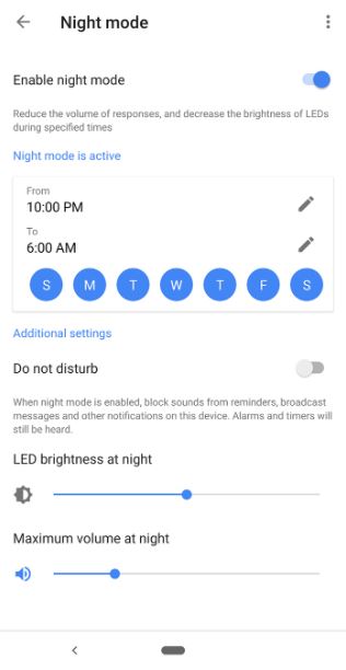 night mode google speaker