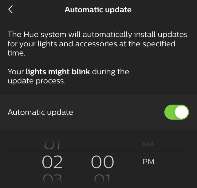 philips hue automatic update