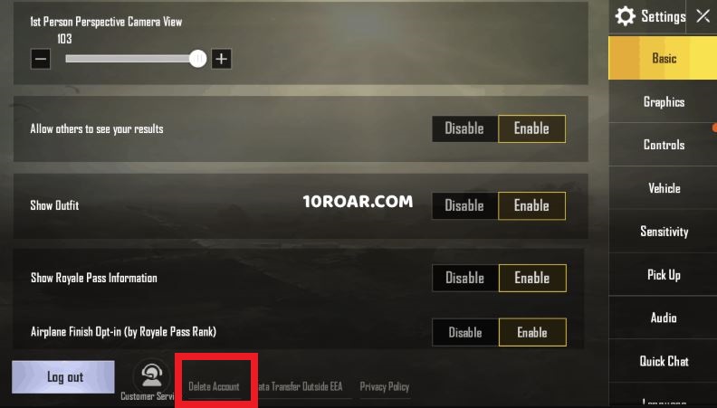 pubg delete account