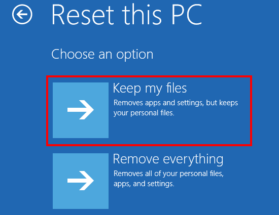 Reset Windows 10 without loosing data