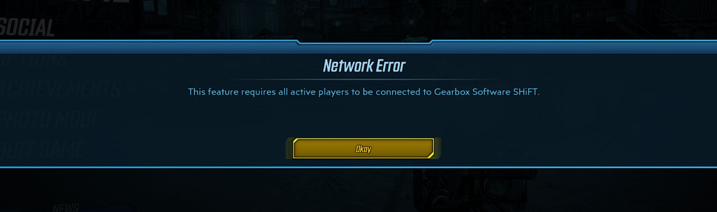 Borderlands 3: Fix Network Error Feature Requires All Active Players
