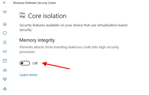 fix a driver cant load error with Memory Integrity