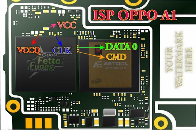 Oppo A1 ISP EMMC PinOUT to ByPass FRP and Pattern Lock