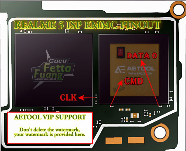 Realme 5 ISP EMMC PinOUT to ByPass FRP and Pattern Lock