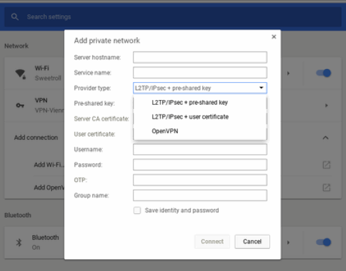 set up VPN on chromebook